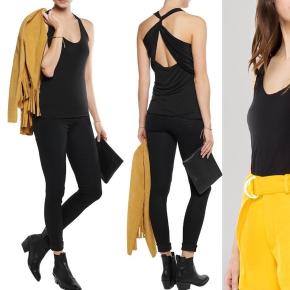 SANDRO Black TANJA Twist Knot Back Silk-trimTop ⭐️ - Picture 1 of 6